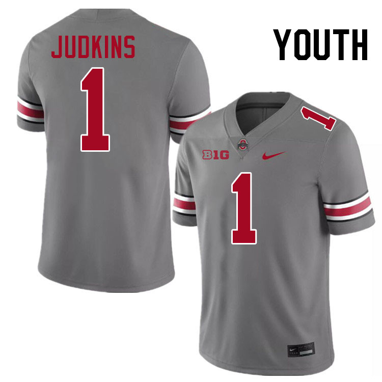 Ohio State Buckeyes Quinshon Judkins Youth #1 Authentic Grey College Football Jersey 2404NTTD0